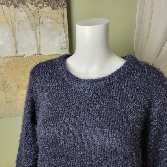 Fuzzy Balloon Sleeve Knit Sweater - Picture 5 of 11